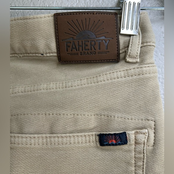 Faherty Men's Stretch Terry 5-Pocket Pant Slim Straight-Desert Khaki Sz 30 - Picture 11 of 16